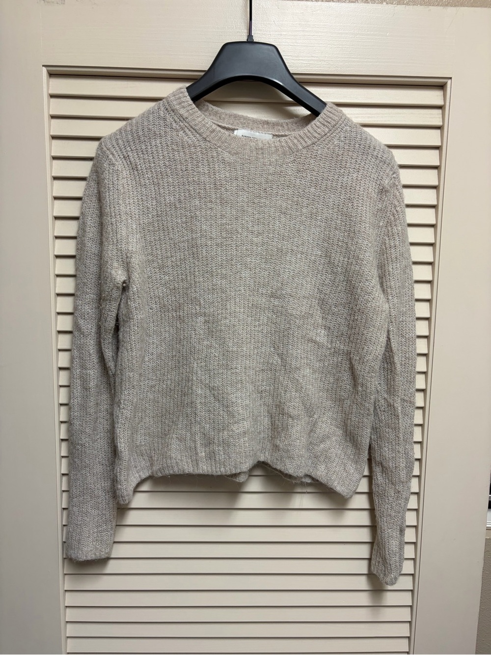 Banana Republic Womens M Cozy Ribbed Sweater Wool Alpaca Blend Beige Crewneck